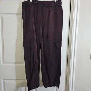 Democracy Women's High Rise‎ Jogger Pants Large Purple Comfort